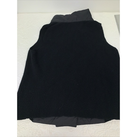 Eileen Fisher Black Wool Snap Vest L Nylon Mixed Media Minimalist - Picture 7 of 7